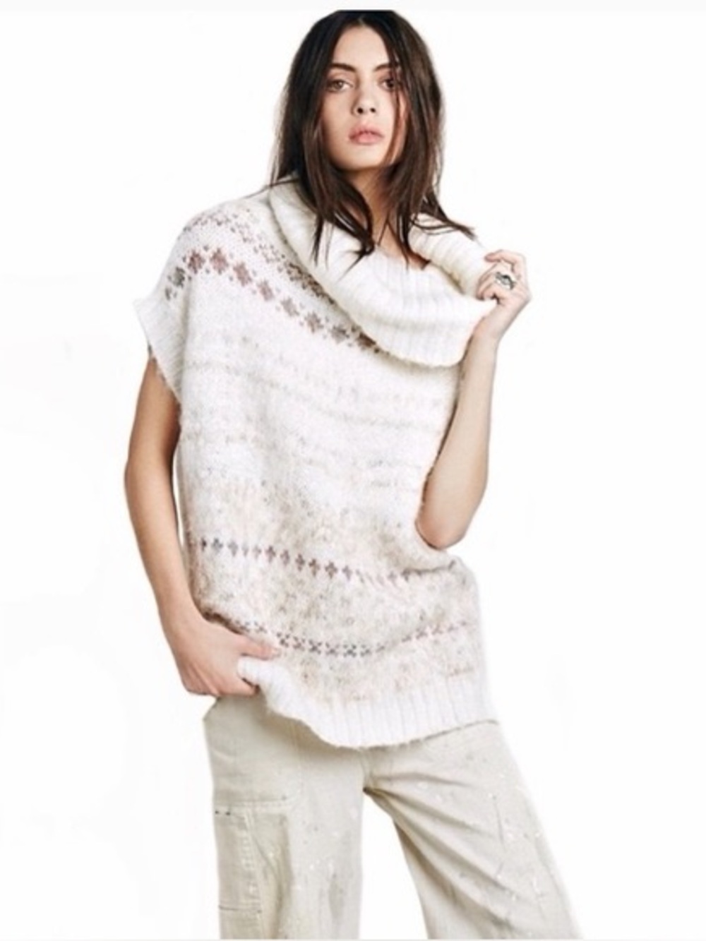 Free People Snow Bunny Fair Isle Oversized Sweater Size Small